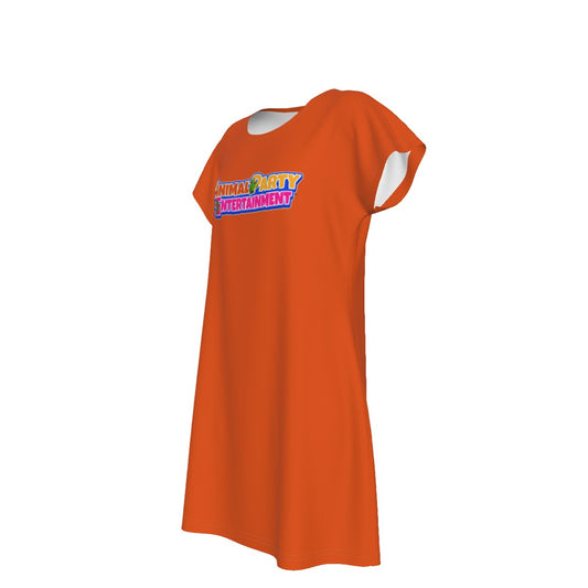 Lady's Orange Animal Party Shirt Dress