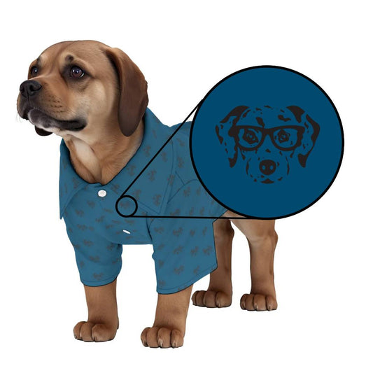 Dog's Dalmatian Face Teal Collar Shirt