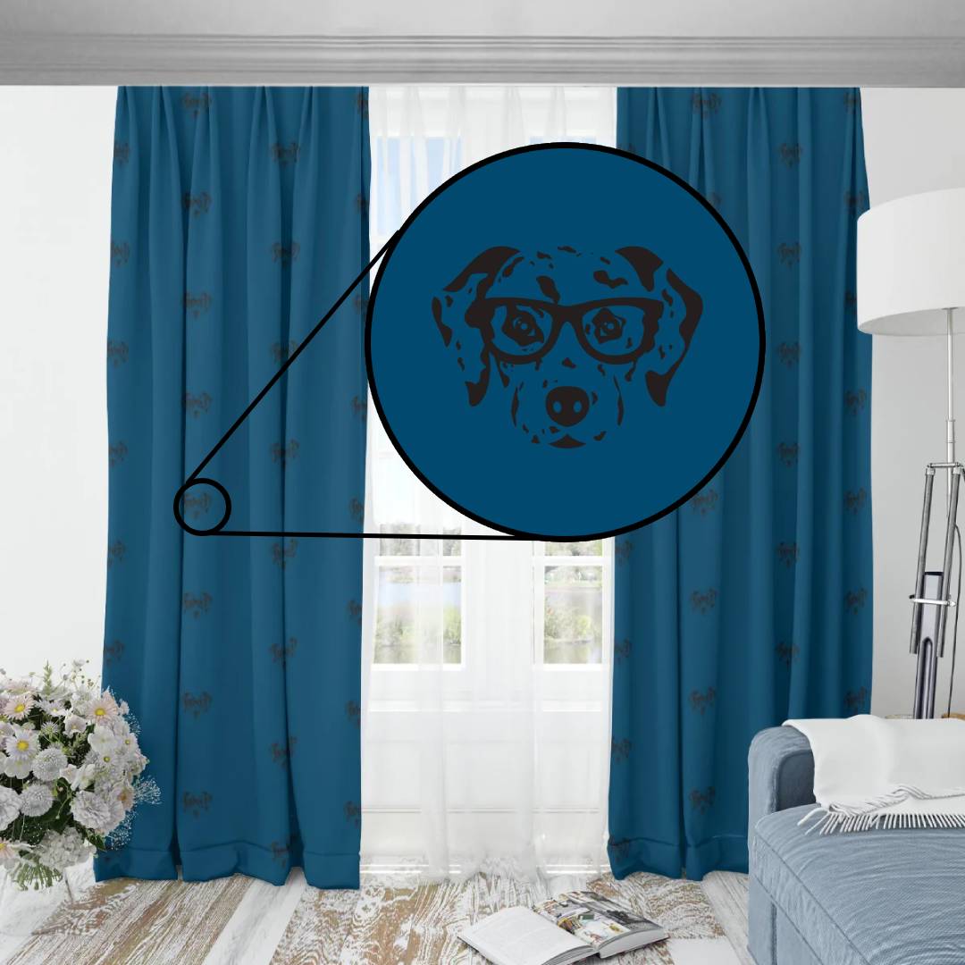 Dalmatian Face Teal Curtains