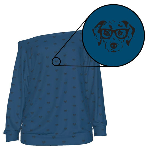 Lady's Dalmatian Face Teal Oversized Shirt