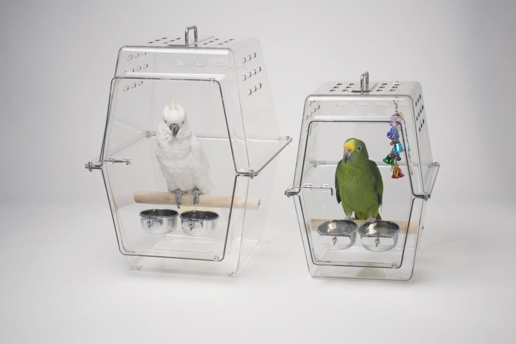 The lightweight, transparent Wingabago® carrier for birds and exotic pets gives your pet a clear view of their surroundings and allows you to monitor their safety quickly. Birds do not feel trapped or claustrophobic in the Wingabago®. They can see out and you can see in. Veterinarians consulted indicated bird experience less stress during travel if they can see their owners. This is the best bird carrier for parrots. The LARGE is a good choice for African Grays, Cockatoos, Mini Macaws, and Eclectus.
