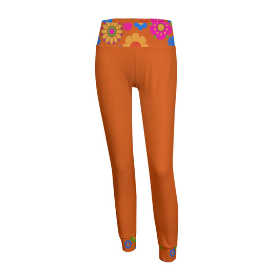 Ladies Fit: Flower Pop Orange Leggings