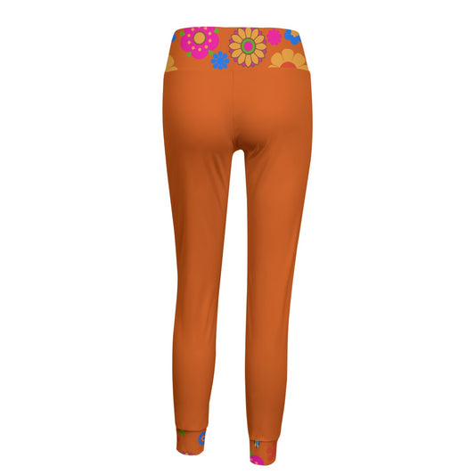Ladies Fit: Flower Pop Orange Leggings