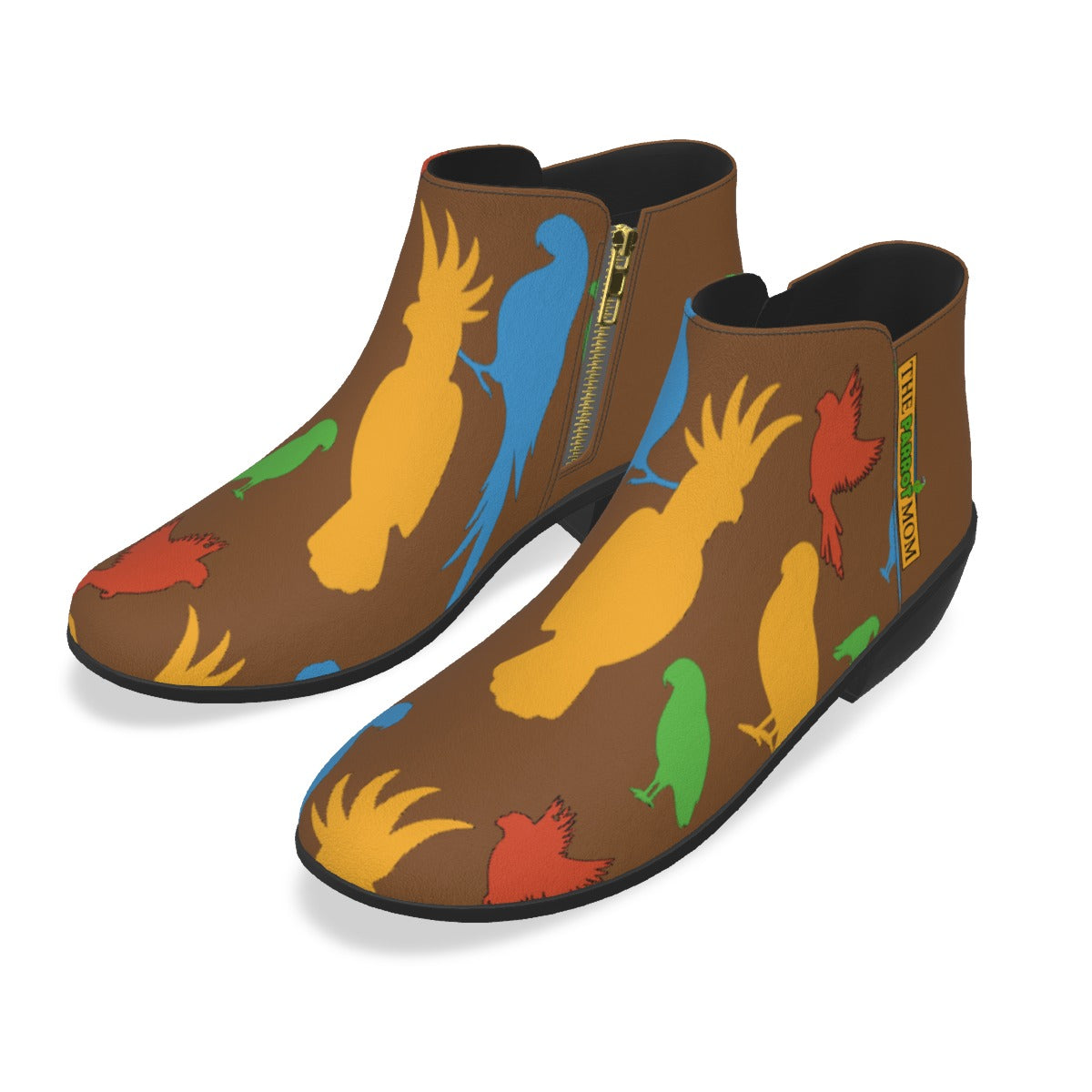 Lady's Parrot Booties with Zipper- Brown