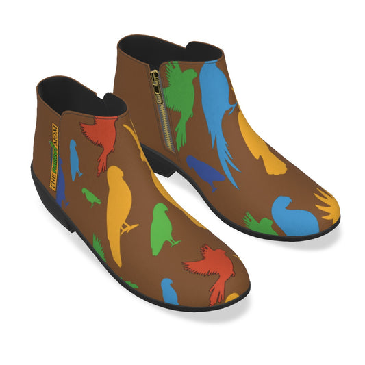 Lady's Parrot Booties with Zipper- Brown
